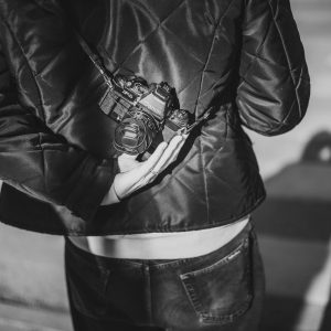 Street photography of a vintage camera
