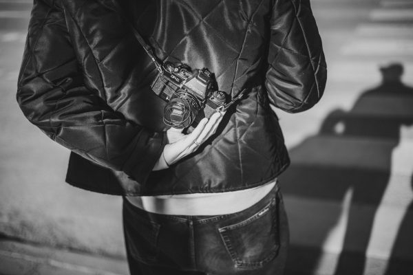 Street photography of a vintage camera