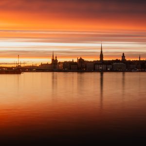 Sunset over Stockholm’s historic Gamla Stan