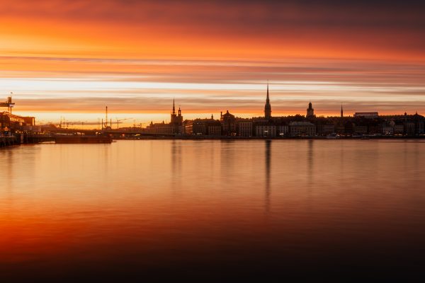 Sunset over Stockholm’s historic Gamla Stan