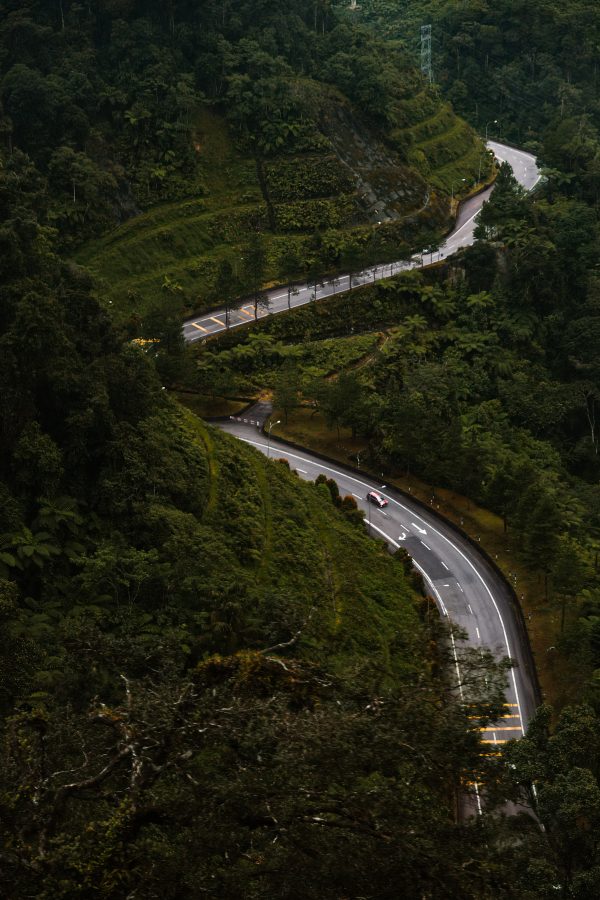 Widing roads in Malaysia Highlands