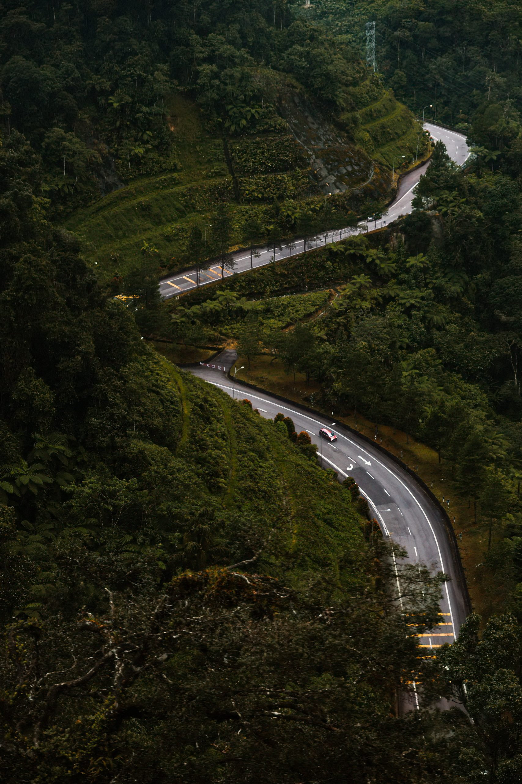 Widing roads in Malaysia Highlands
